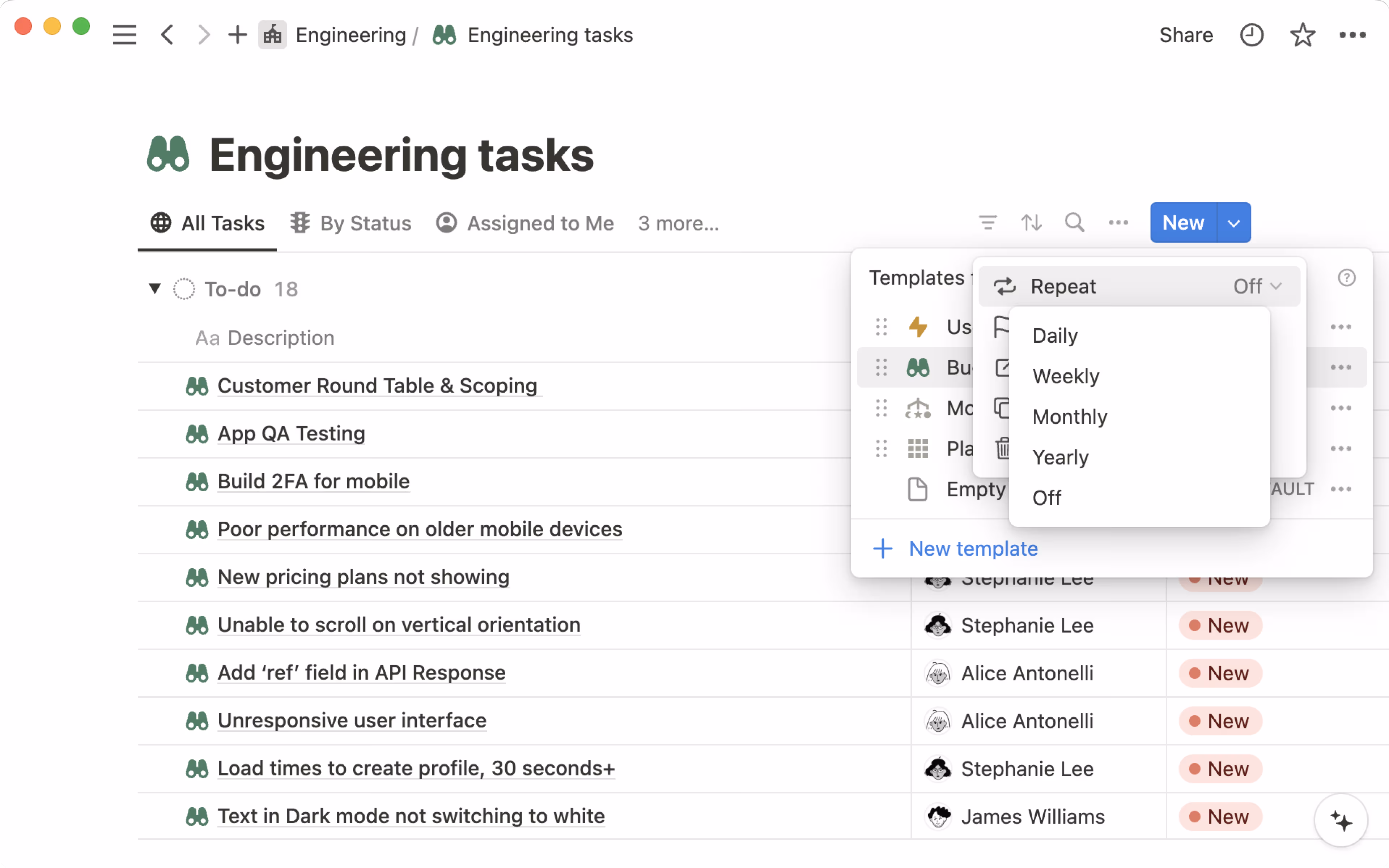hc : modèles de bases de données récurrents