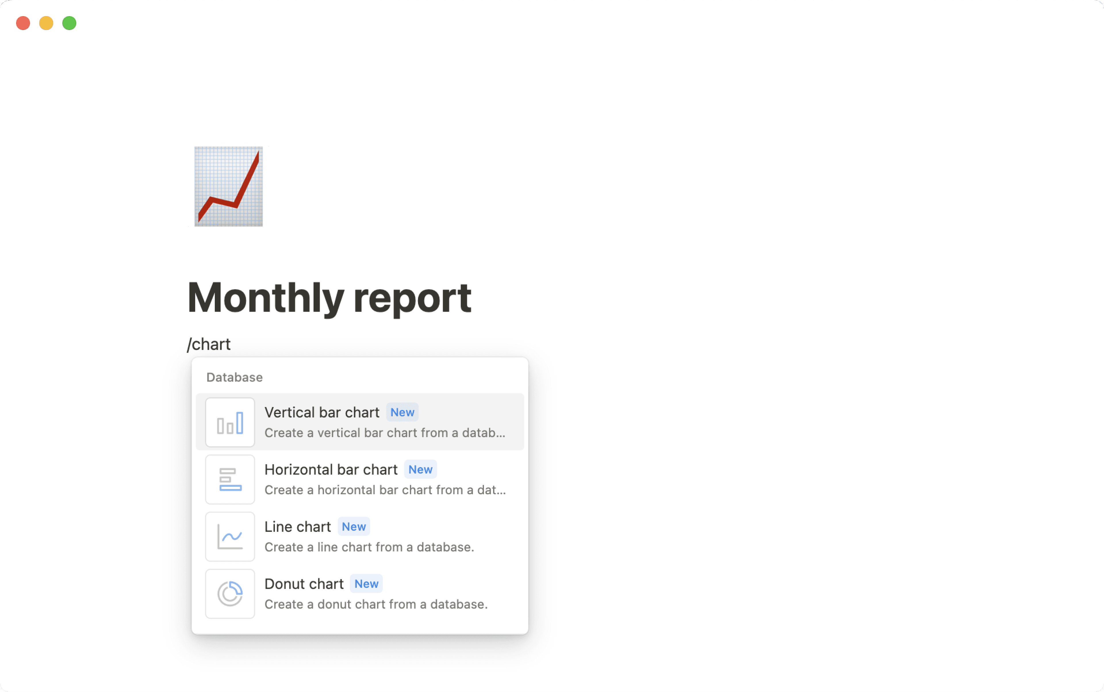 Aide : slash-commande de graphique