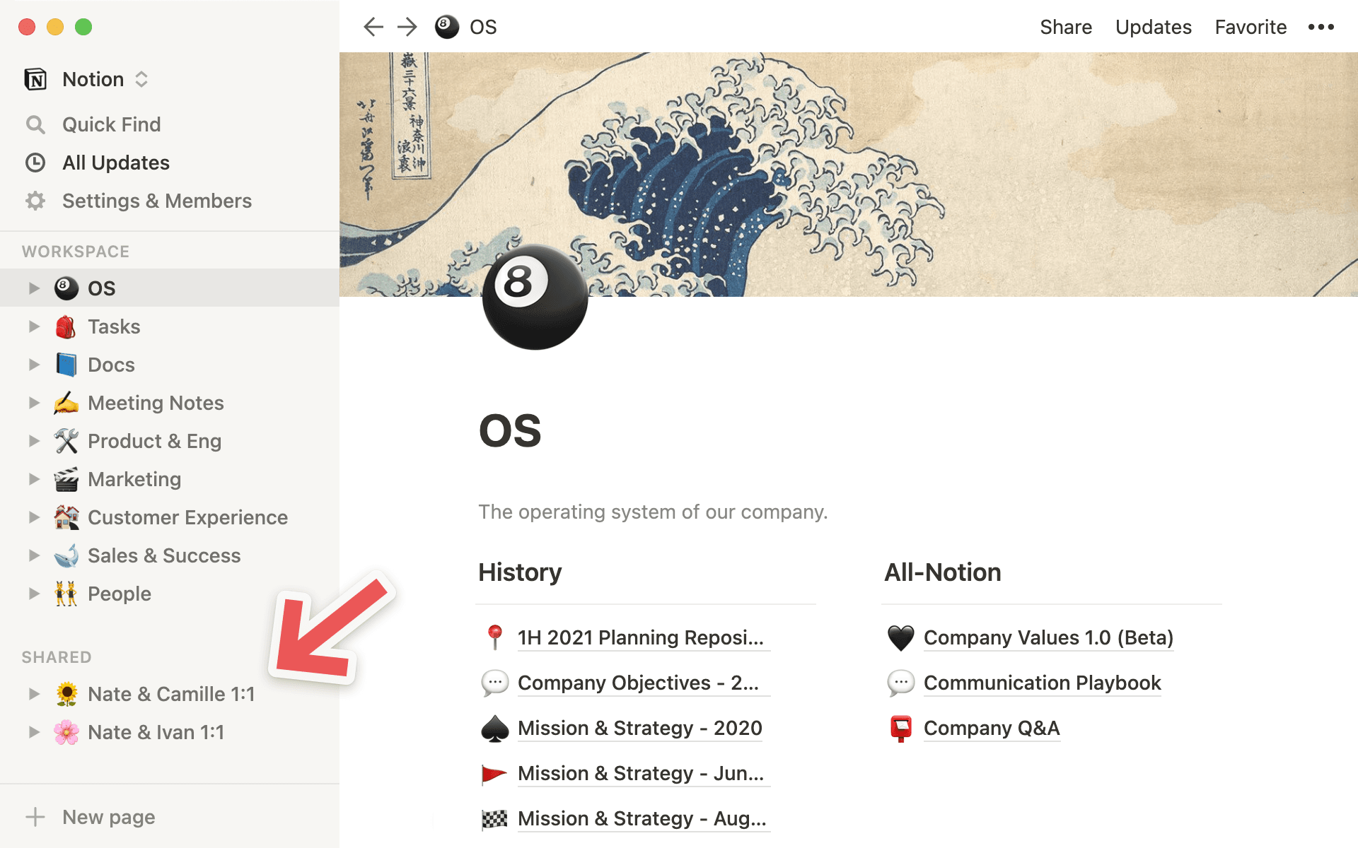 Les pages partagées sont idéales pour les entretiens individuels.