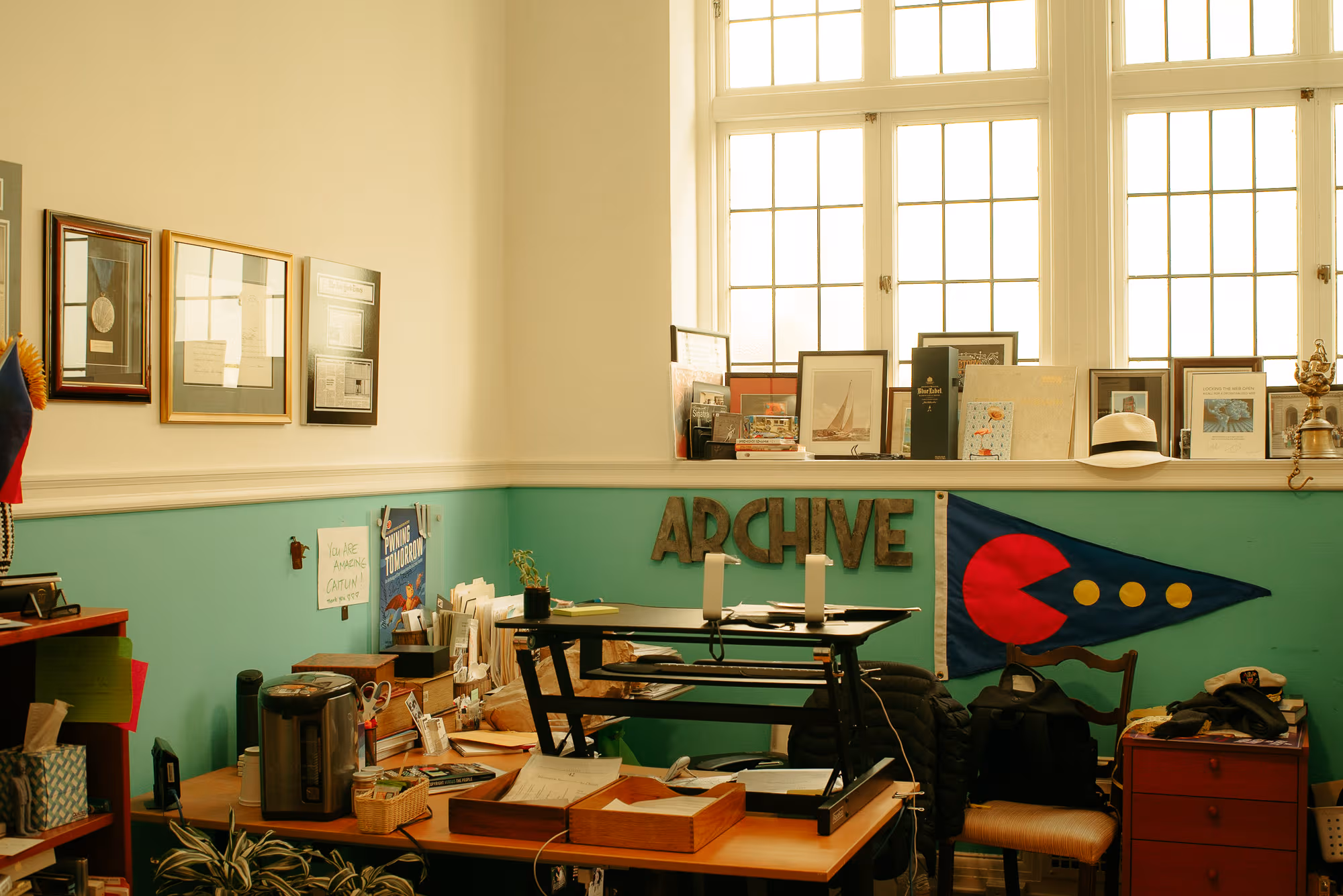 Scenes from Ted's stomping grounds at the Archive.