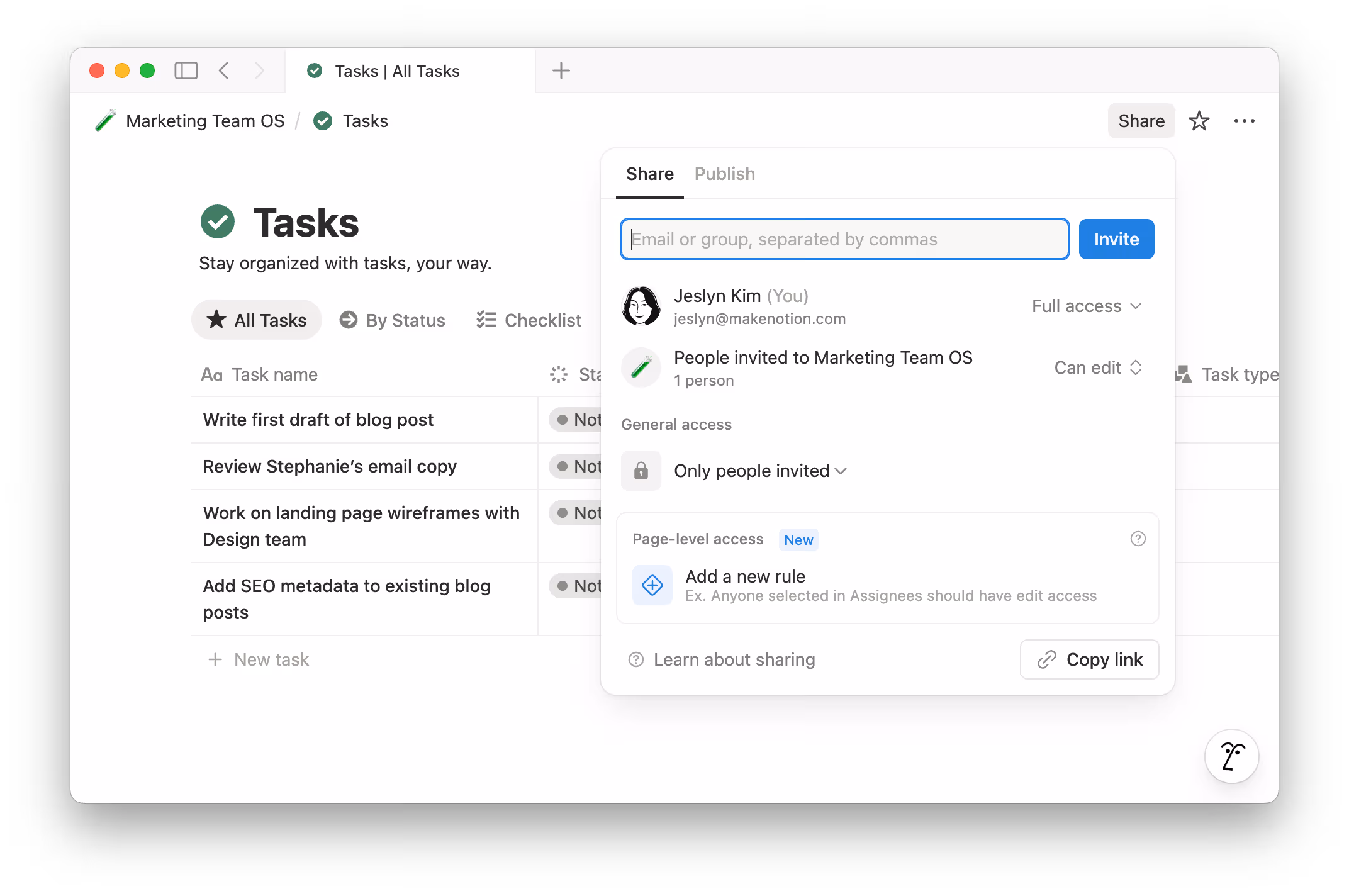aide : créer une règle d’accès au niveau de la page