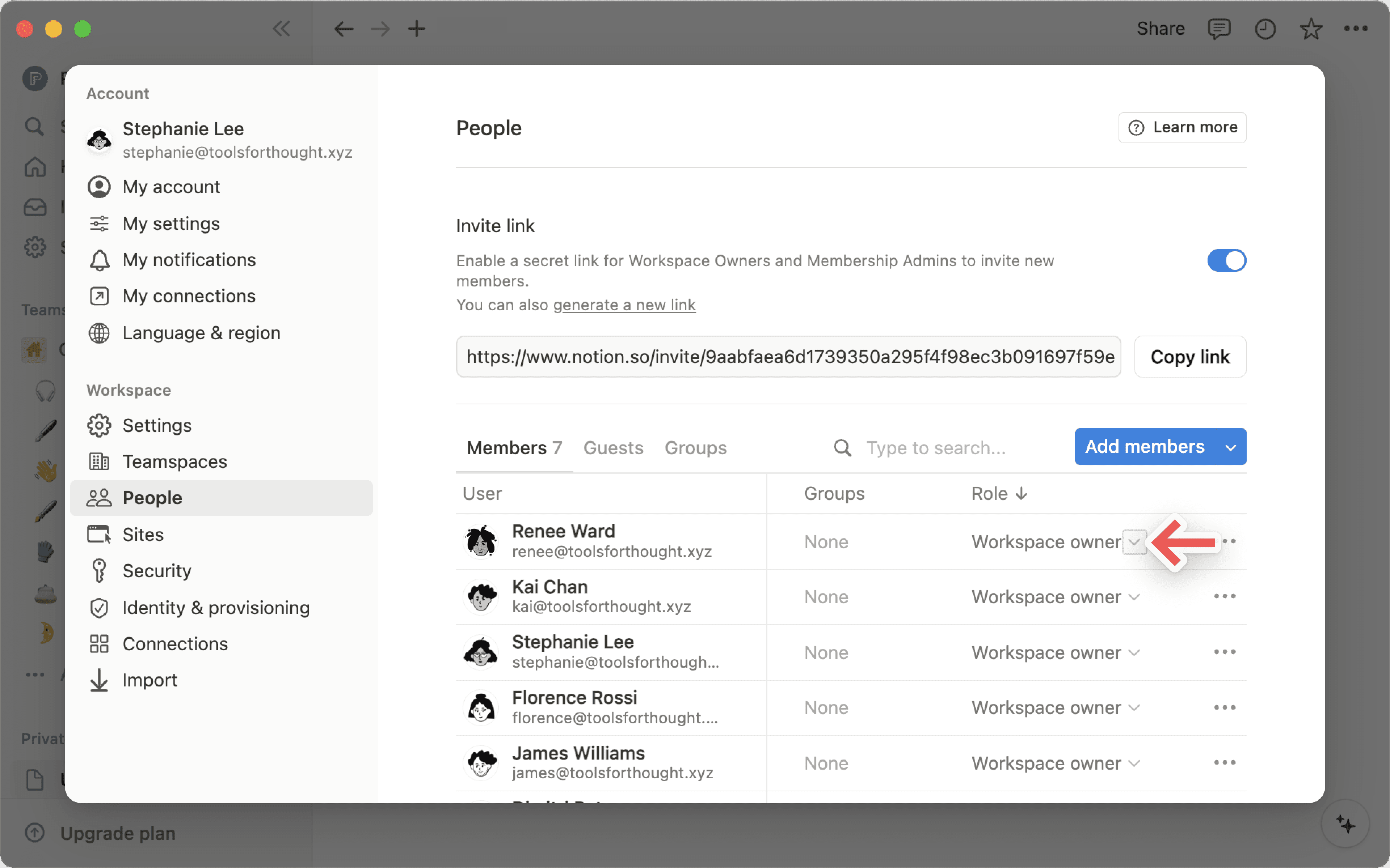 Aide : modifier le rôle d’un membre