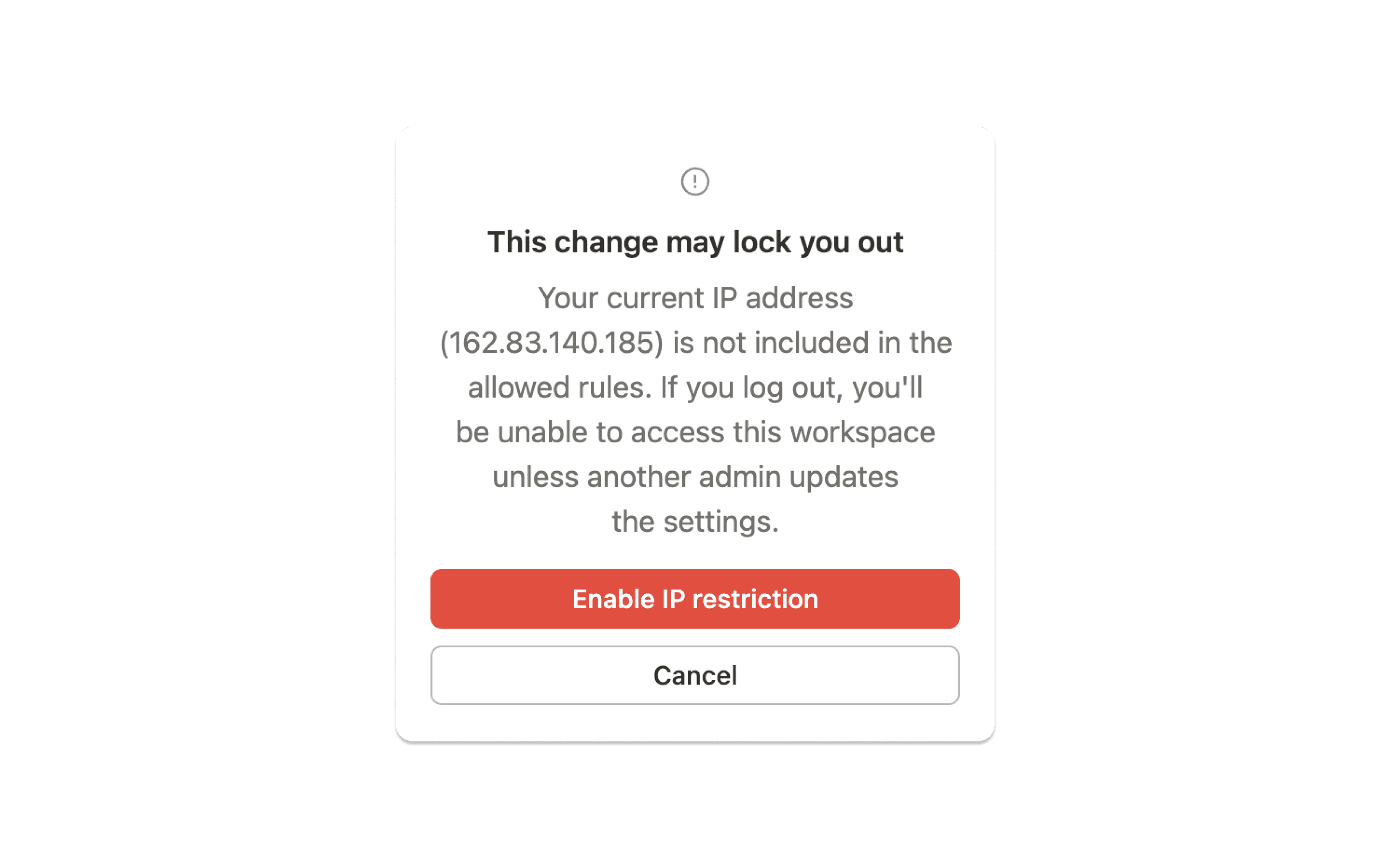 aide : erreur de connexion adresse IP restreinte