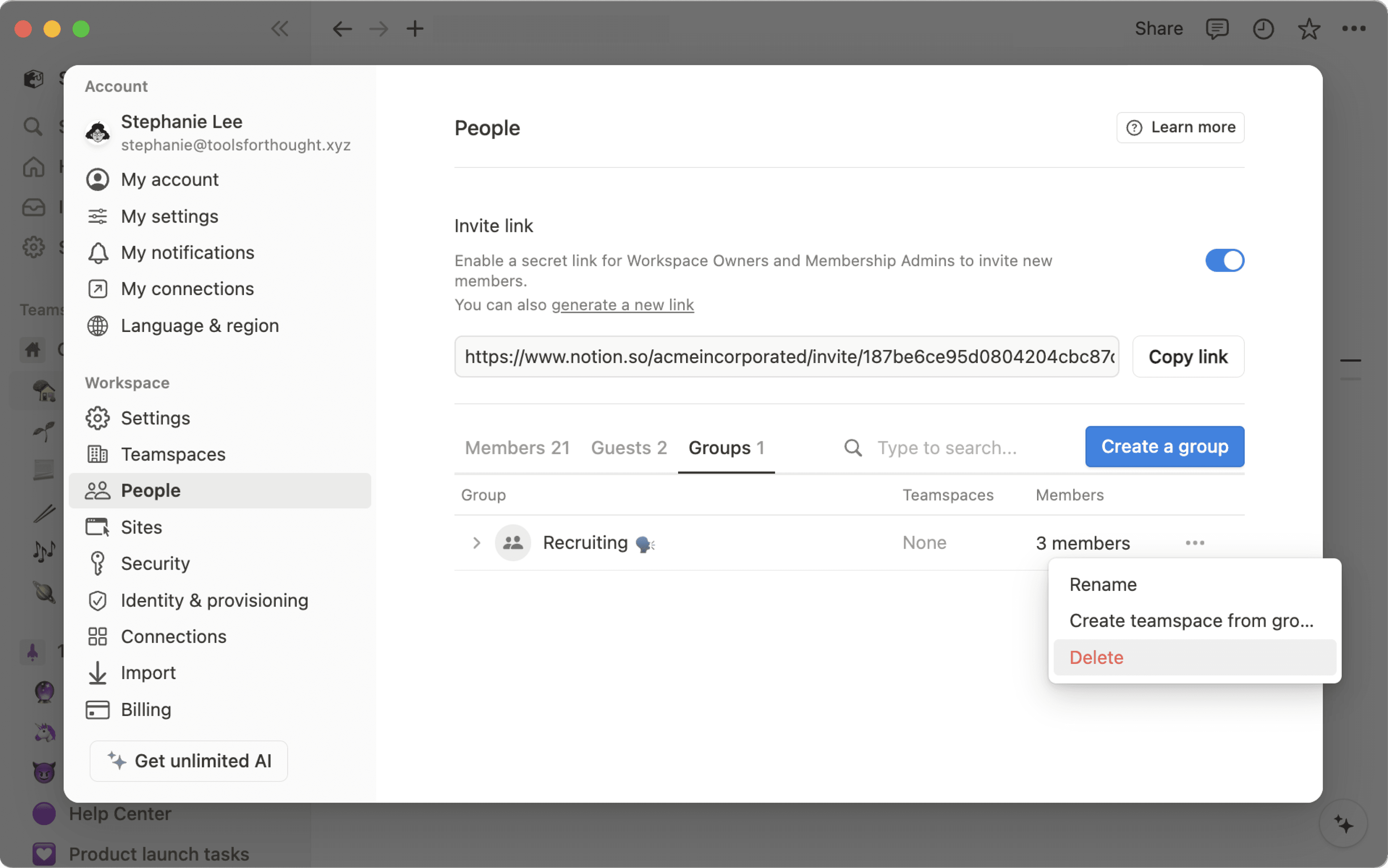 Aide : Gérer les groupes