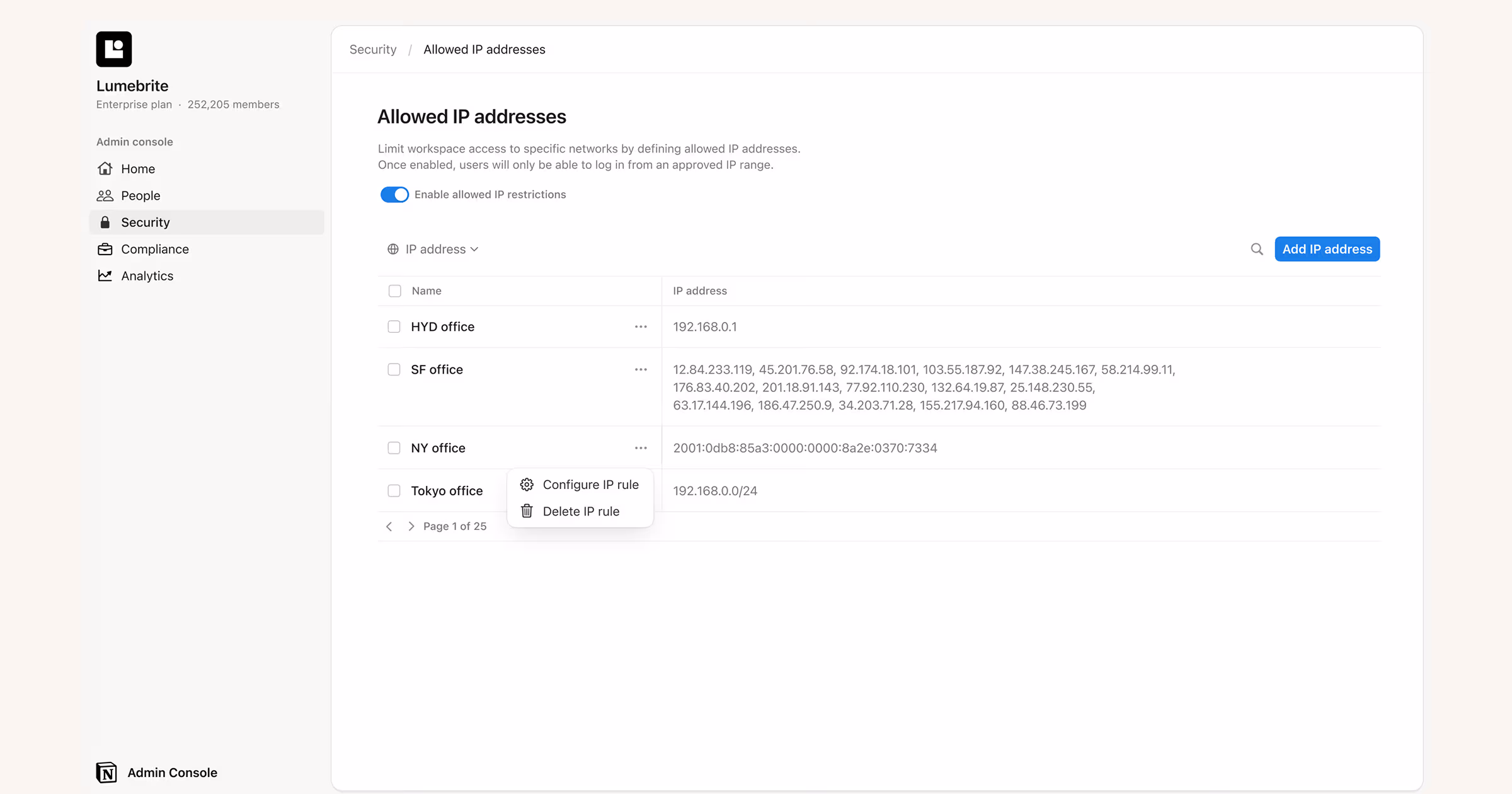 aide : restrictions d’adresse IP