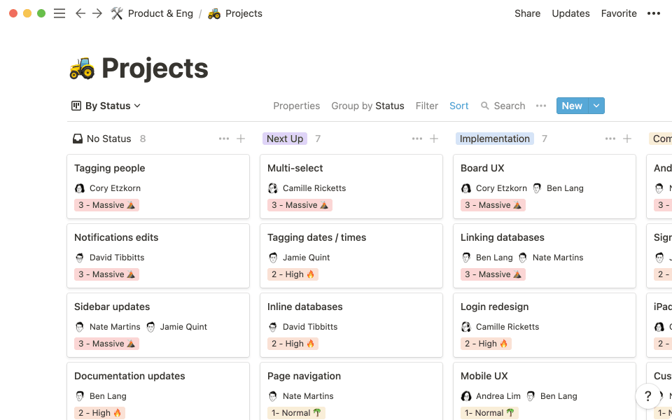 Une version factice de notre base de données de projets d’ingénierie.