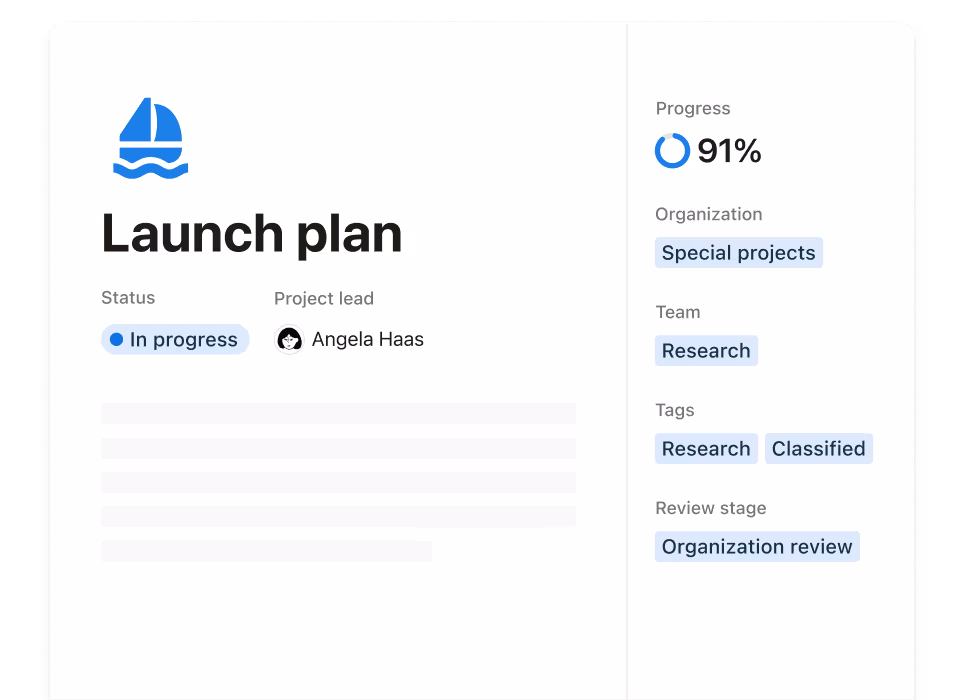 Un document de plan de lancement adapté aux besoins des équipes