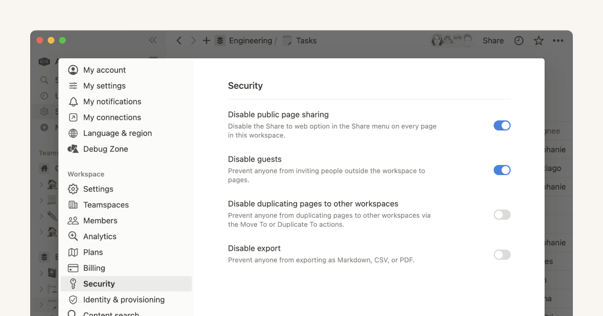 Dispositions relatives à la sécurité pour les forfaits Enterprise de Notion