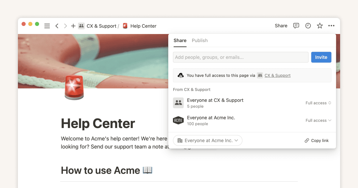 Comprendre les options de partage de Notion