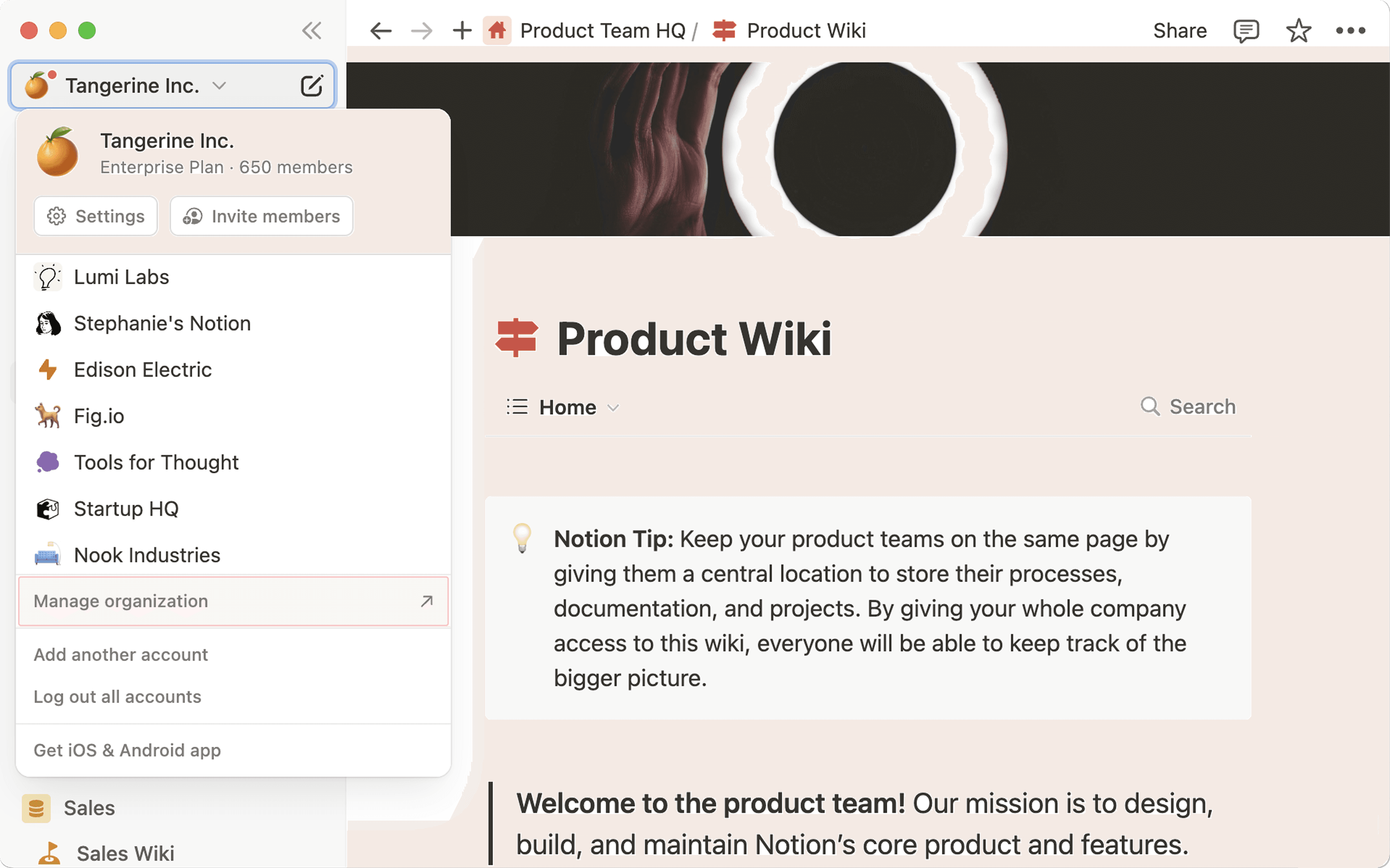 aide : gérer l’organisation
