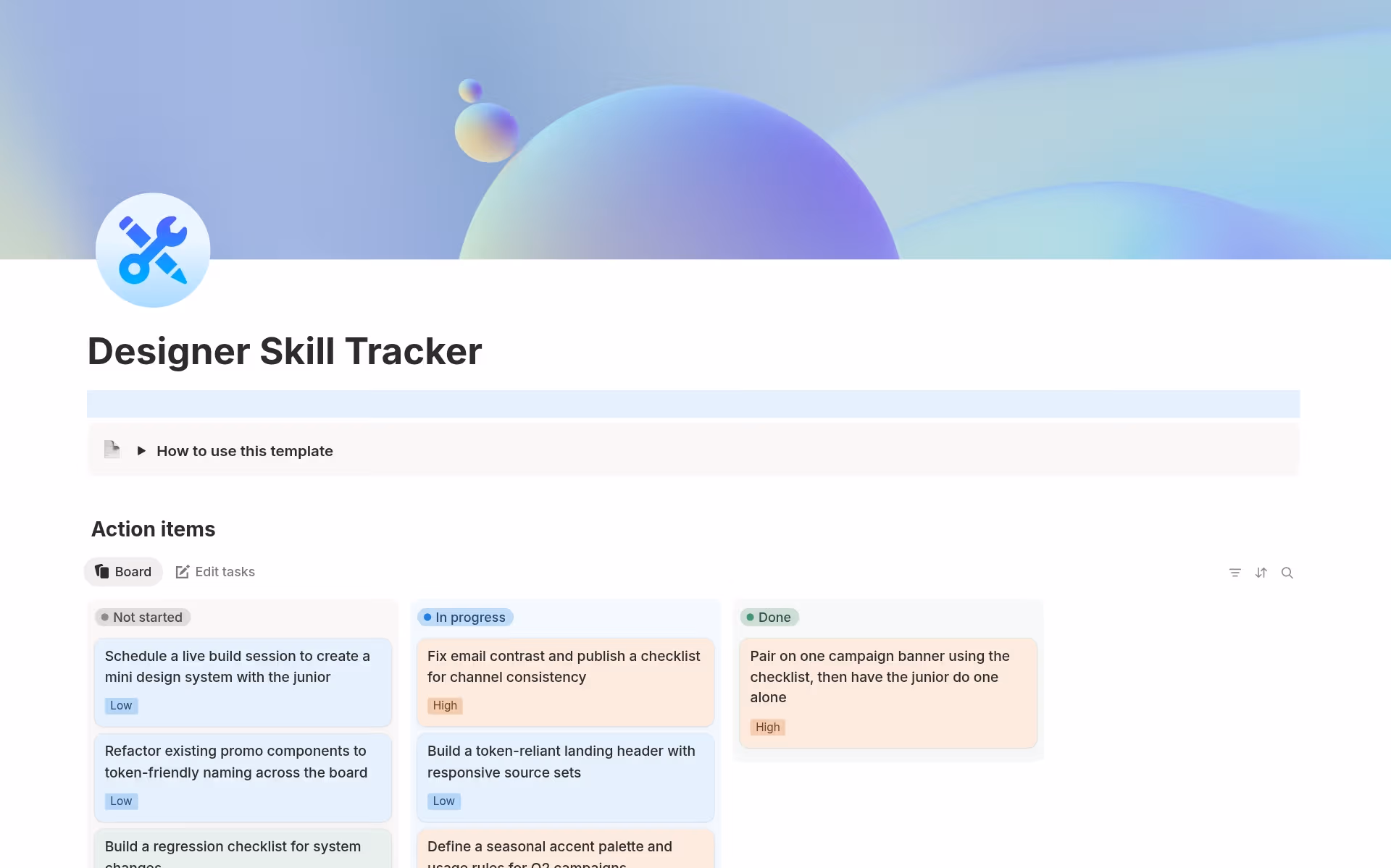 Capture d’écran de la collection Systems to build your best self par Notion